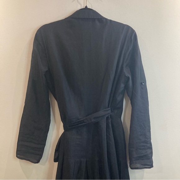 JONES NEW YORK Sz 12 Wrap Silk Cotton Sheer Tab Sleeve Floral  Hem Bow Dress - Picture 3 of 17